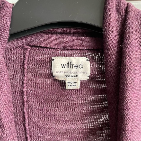 Aritzia Wilfred Silk & Cashmere Blend Open Front Plum Cardigan - Picture 4 of 5